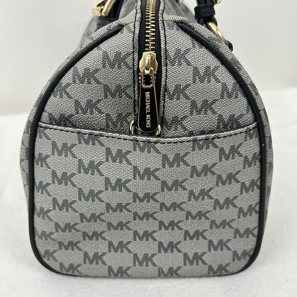 Michael Kors Grayson Large Satchel MK Signature Gray Black with Gold Hardware - Picture 8 of 15